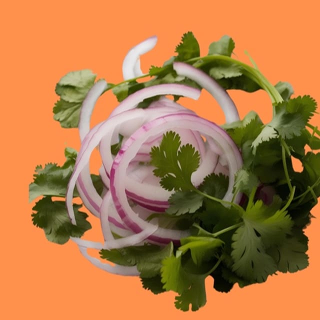 Onions and cilantro mixed.
