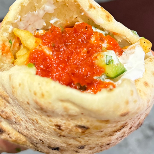 Sourdough beef pocket.