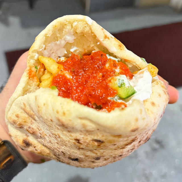Sourdough chicken pocket.