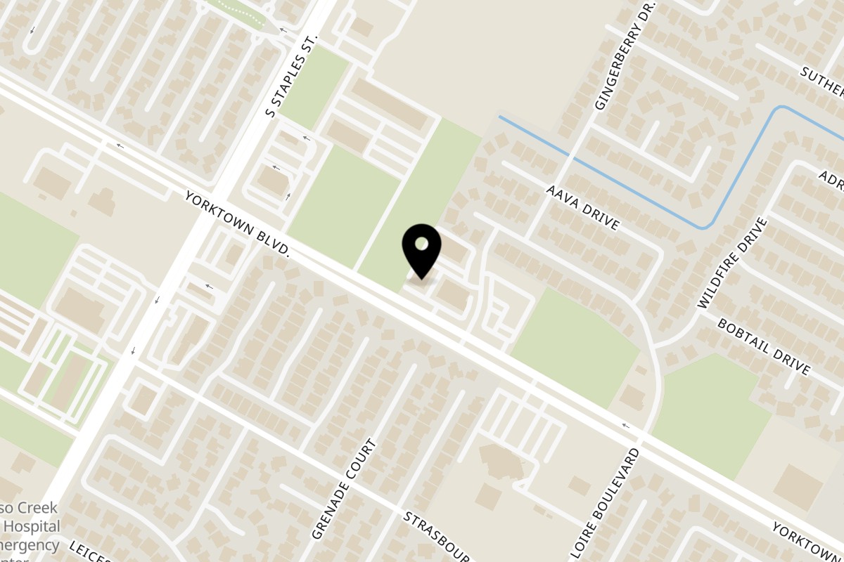 Map showing the location of Taza Modern Mexican Taza Modern Mexican on 5802 Yorktown Blvd b105 in Corpus Christi