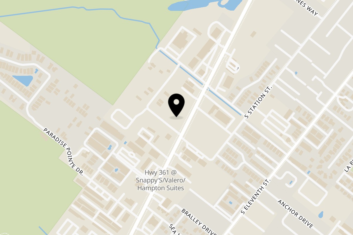 Map showing the location of Taza Modern Mexican Taza mexican grill #2 on 1960 Texas 361 in Port Aransas